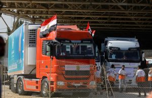 Aid trucks enter Egypt’s Rafah border crossing with Gaza Strip