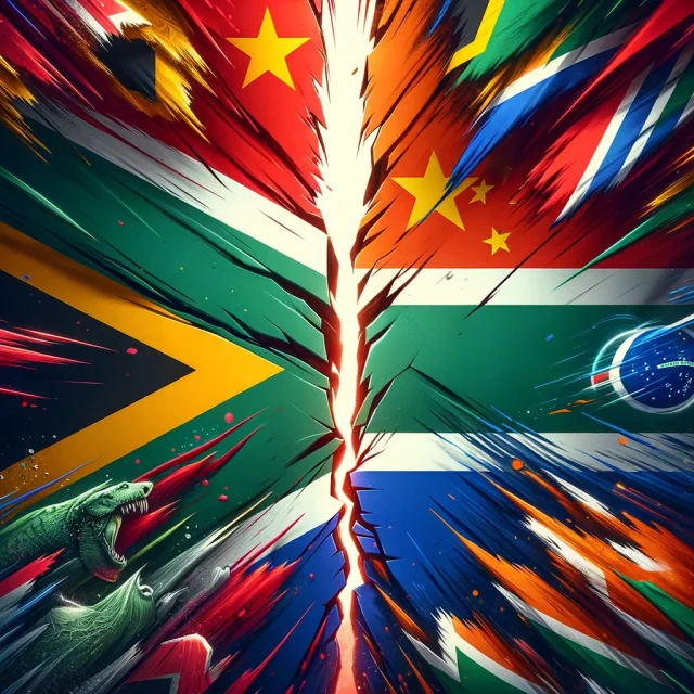 DALL·E-2024-03-01-16.41.37-A-dynamic-and-impactful-image-depicting-the-concept-of-Trouble-in-paradise_-South-Africa-wants-to-ditch-BRICS-forever.-The-composition-features-a-vi