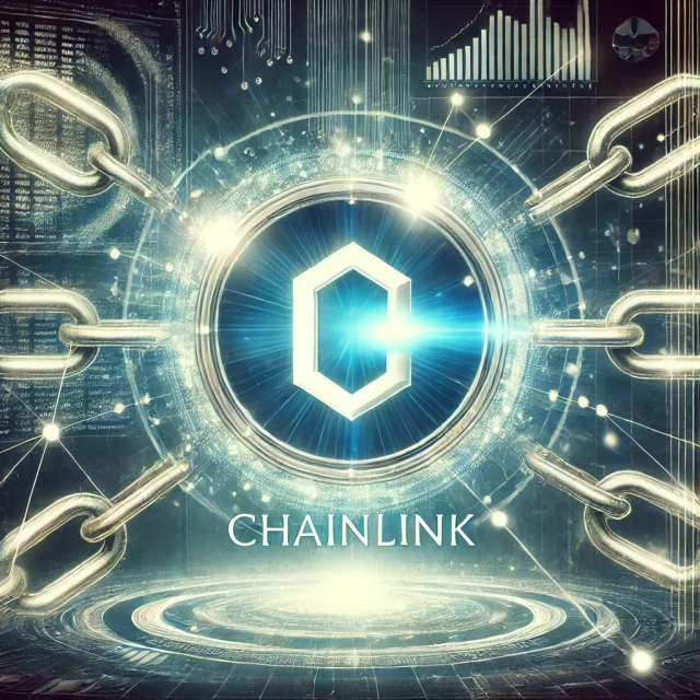 DALL·E 2024-10-25 17.25.56 - An artistic image representing Chainlink (LINK) with the Chainlink logo at the center, glowing and surrounded by digital network connections. The logo