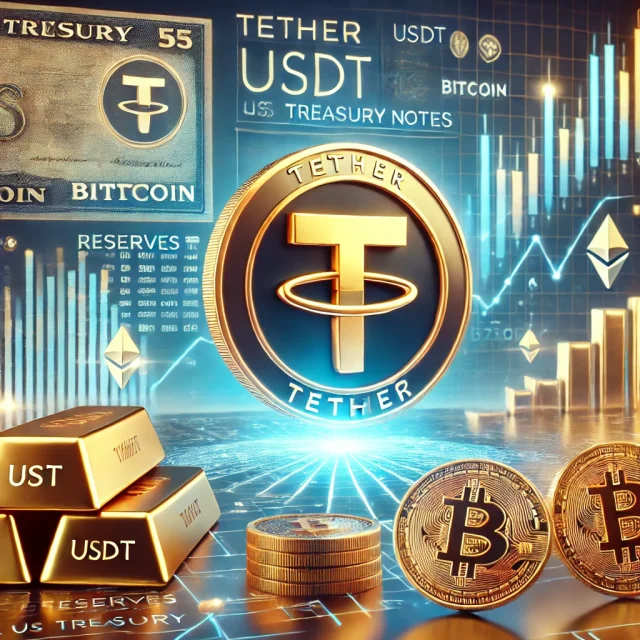 DALL·E 2024-10-28 11.15.59 - A digital illustration featuring the Tether (USDT) logo prominently, with a backdrop of financial elements such as digital charts, reserves symbols li