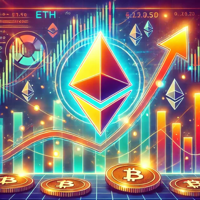 DALL·E 2024-11-06 21.21.48 - A vibrant digital illustration of Ethereum (ETH) reaching a new all-time high. The Ethereum logo is prominently displayed, surrounded by upward-trendi