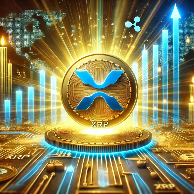 DALL·E 2024-11-18 13.15.56 - A vibrant and futuristic digital illustration showcasing XRP's price targeting $3 after Ripple surpasses the $1 milestone for the first time in years
