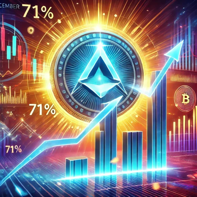 DALL·E 2024-11-26 14.10.40 - A dynamic and futuristic illustration showing the Arbitrum (ARB) cryptocurrency logo rising against a backdrop of glowing charts and financial indicat