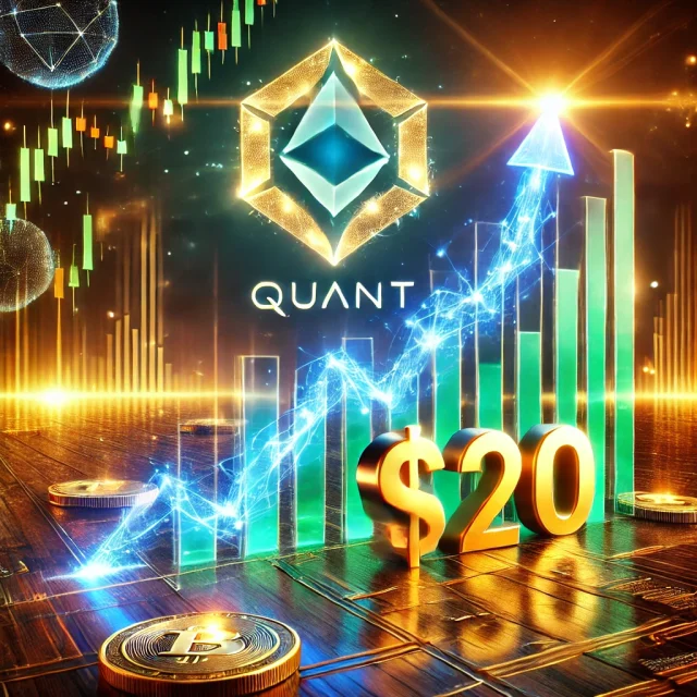 DALL·E 2024-12-03 15.50.10 - A futuristic and visually striking digital artwork featuring Quant (QNT) cryptocurrency, highlighting its potential breakthrough past $200. The image