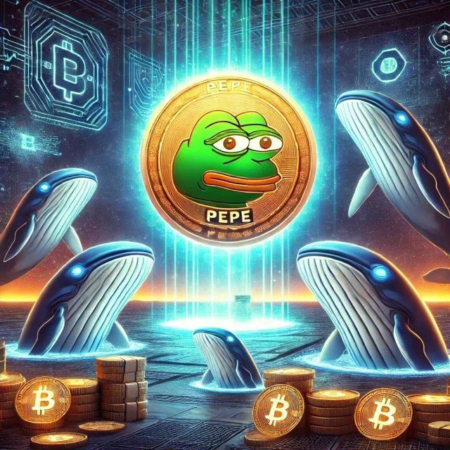 DALL·E 2024-12-04 16.55.00 - A creative digital illustration featuring PEPE coin as the focal point, represented by a glowing coin with the PEPE logo. Surrounding the coin, severa