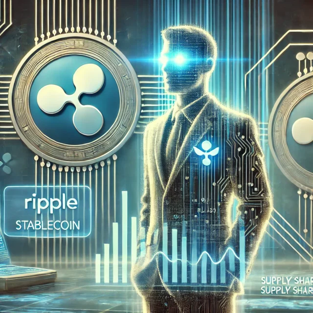 DALL·E 2024-12-16 16.53.30 - A digital illustration depicting a futuristic financial scene with Ripple's RLUSD stablecoin prominently featured. The image includes a tech-savvy fig