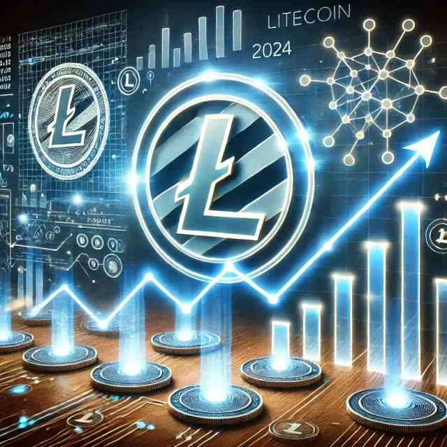 DALL·E 2024-12-23 20.07.46 - A dynamic and visually appealing representation of Litecoin's growth in daily active addresses in 2024. The image features the Litecoin logo prominent