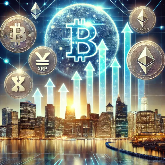 DALL·E 2025-01-02 14.04.47 - A futuristic representation of the altcoin market reaching a $7 trillion valuation in 2025. The scene includes a glowing cryptocurrency chart with exp