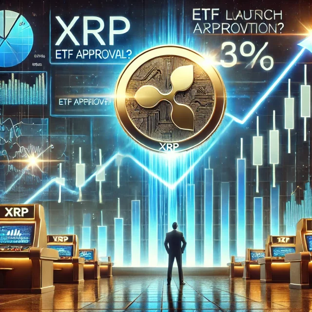 DALL·E 2025-01-03 12.34.47 - A digital illustration showing the concept of Ripple's ETF launch speculation driving optimism. The image features a glowing XRP coin rising upward wi