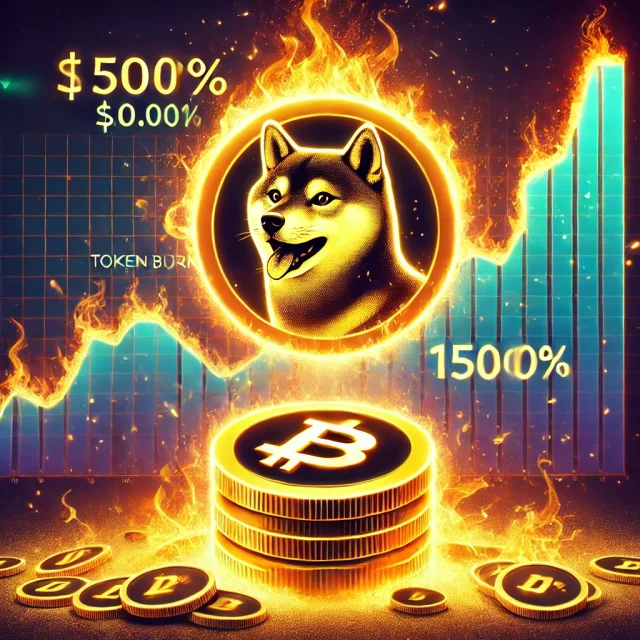 DALL·E 2025-01-03 12.36.53 - A digital illustration showing a dramatic surge in Shiba Inu (SHIB) burn rate. A glowing SHIB coin is depicted with fiery effects surrounding it, symb
