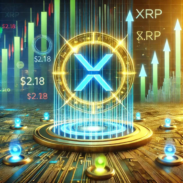 DALL·E 2025-01-09 20.40.57 - A digital illustration showcasing XRP's price prediction and key target levels. The scene features a futuristic financial chart displaying XRP's upwar