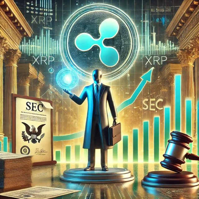 DALL·E 2025-02-20 20.30.32 - A professional digital illustration depicting the impact of Ripple on the SEC's recognition of XRP ETFs. The image features a futuristic financial set