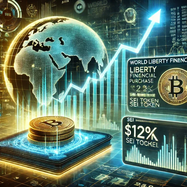 DALL·E 2025-02-20 20.39.22 - A dynamic digital illustration showcasing the impact of World Liberty Financial’s $125K SEI token purchase. The image features a futuristic stock mark