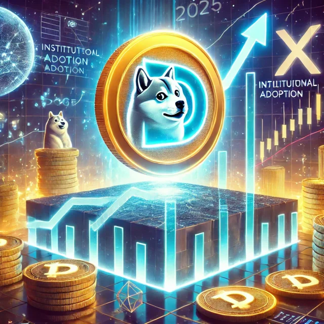 DALL·E 2025-03-05 14.15.42 - A futuristic digital illustration depicting Dogecoin (DOGE) on a potential rise to its all-time high in 2025. The image features a glowing Dogecoin sy