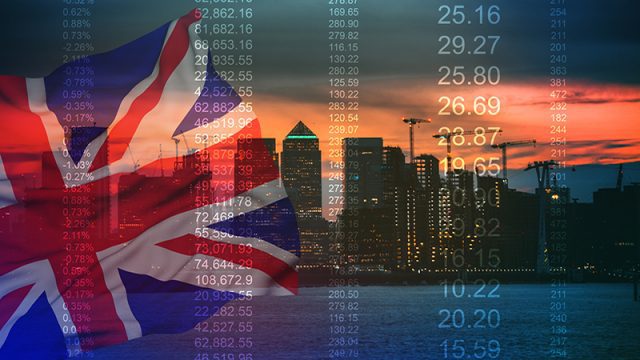 Great Britain stock market graphic background with financial market trade chart