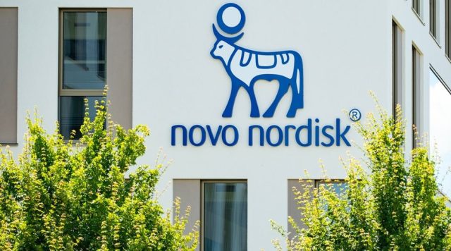 Novo,Nordisk,Advertising,Logo,On,Facade,Building,,Danish,Pharmaceutical,Healthcare