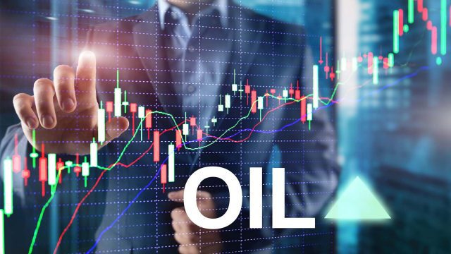Oil trend up. Crude oil price stock exchange trading up. Price oil up. Arrow rises. Abstract business background.